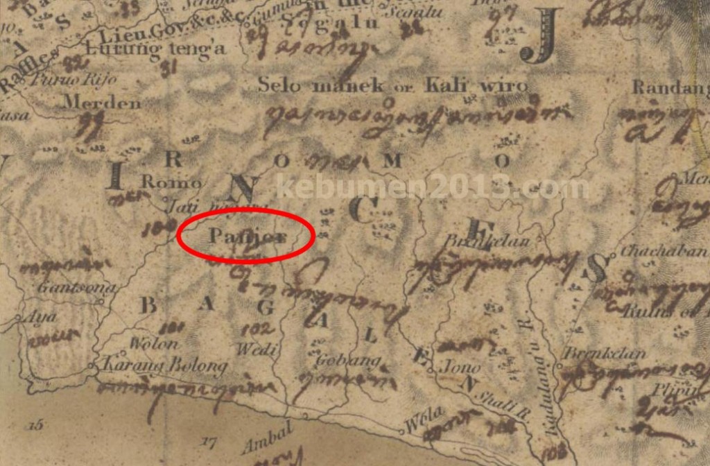 Pandjer, MAP OF JAVA ,1817