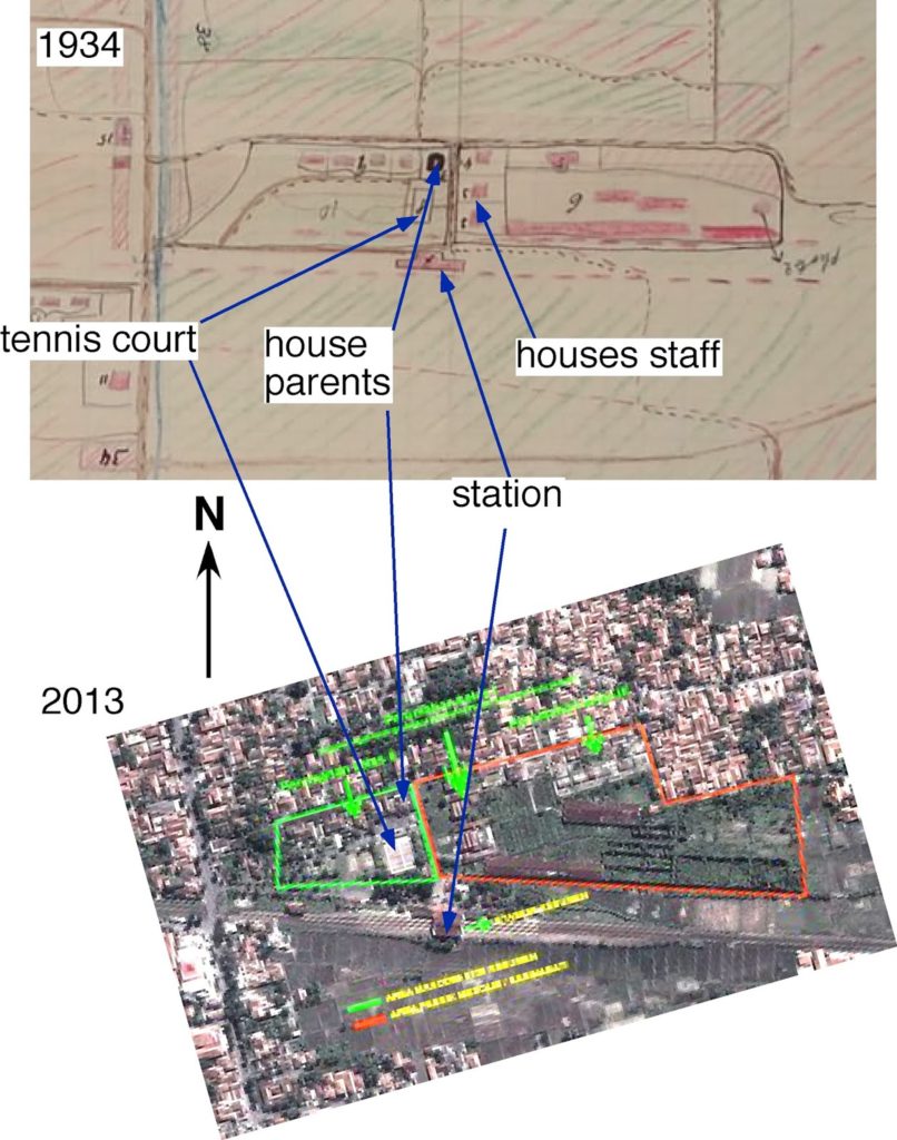 Perbandingan denah kompleks Pabrik Mexolie dengan Google Earth Tahun 1933 dan 2013